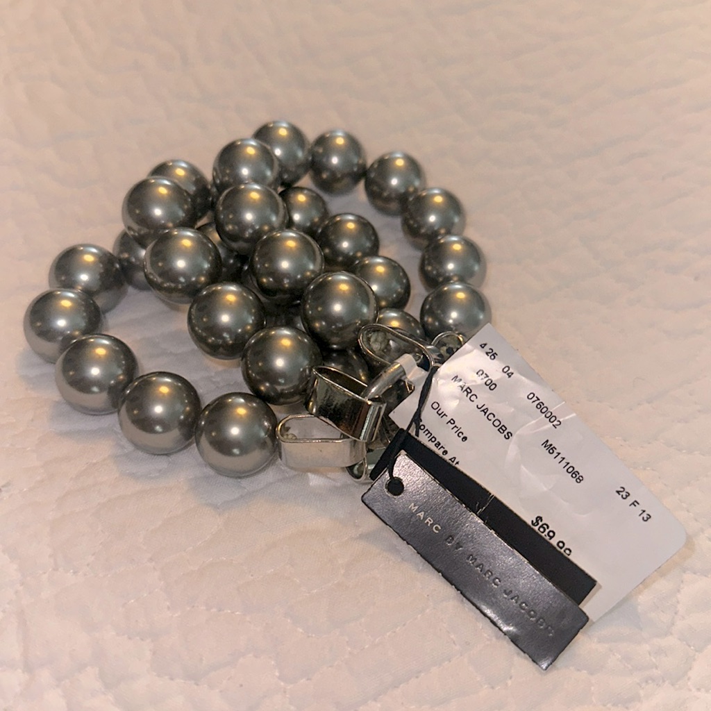 Marc By Marc Jacobs Silvery Grey Chunky Bracelet Color Argento Brand New